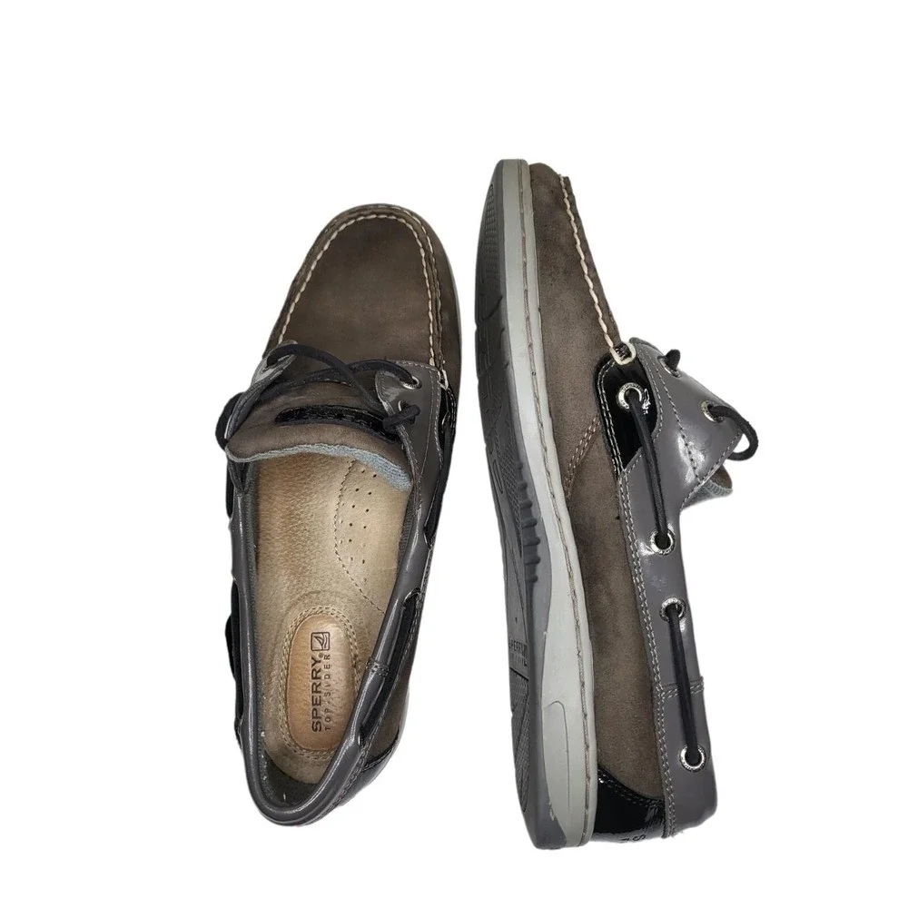 Sperry Top Sider Angelfish Womens 8.5 W Gray Suede Boat Shoes Nautical Loafers